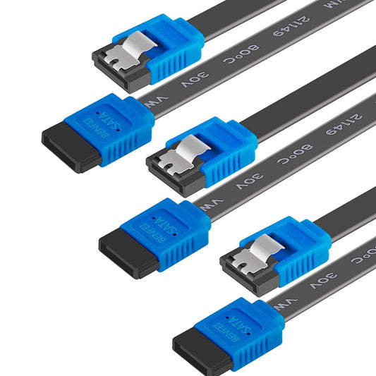 3 Pack SATA III 6Gbps Straight HDD SDD Data Cable with Locking Latch, 18 Inch, Compatible for SATA HDD, SSD, CD Driver, CD Writer - Blue