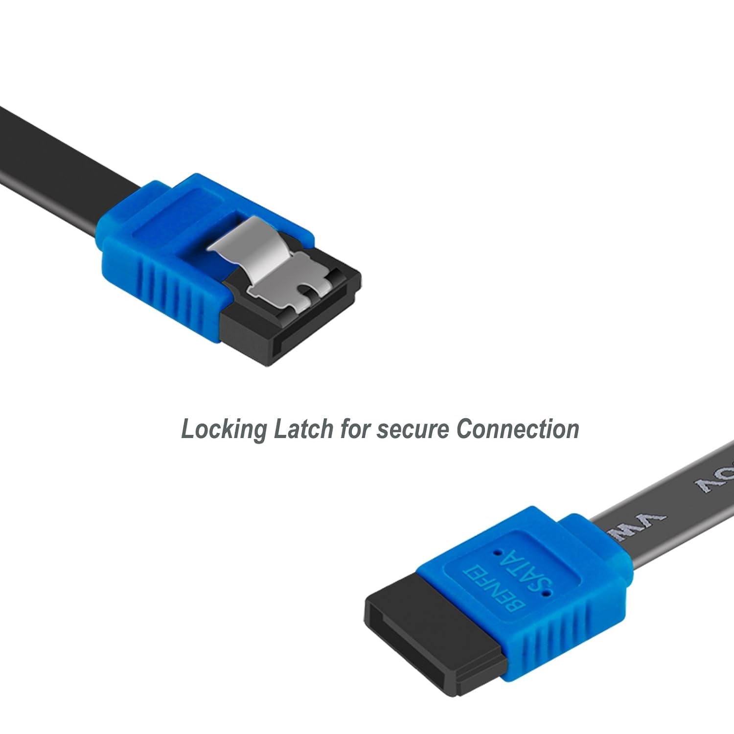 3 Pack SATA III 6Gbps Straight HDD SDD Data Cable with Locking Latch, 18 Inch, Compatible for SATA HDD, SSD, CD Driver, CD Writer - Blue